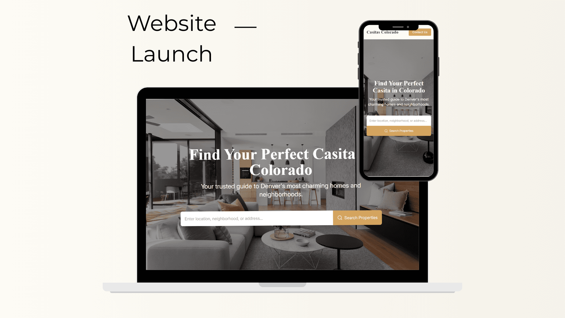 Casitas Colorado website mockup